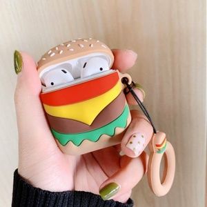 Cute Air Pods Silicone Case 3D Design Hamburger